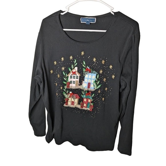 Karen‎ Scott Holiday Village Scoop Neck Top - Picture 2 of 7